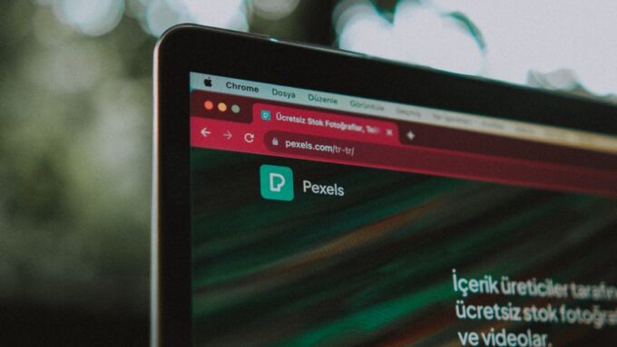 pexels website open on a laptop screen
